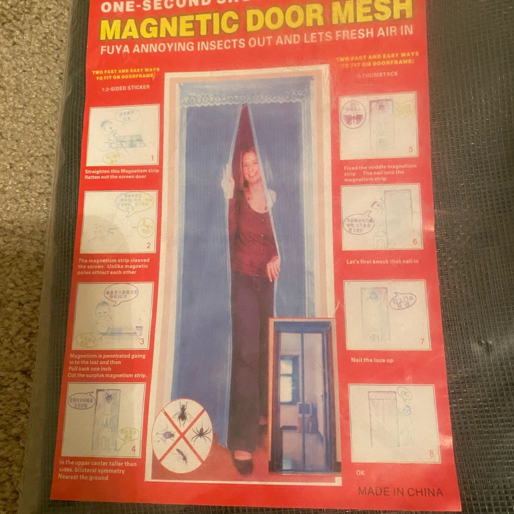 Magnetic Door Screen for Single door fits 36 x 96. Fiberglass Mesh Door Screen - Picture 3 of 7